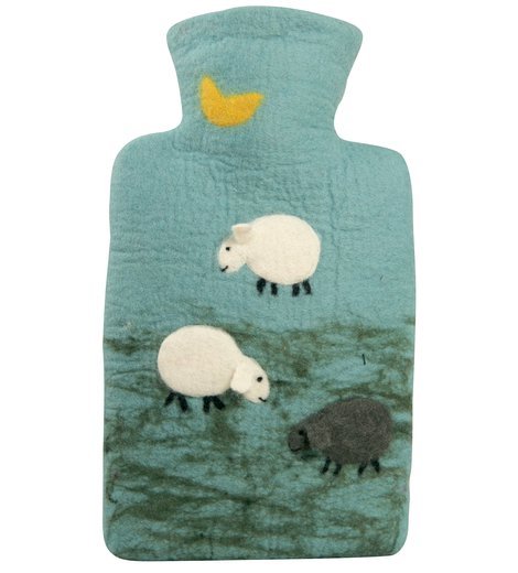 Termofor Hugo-Frosch s obalem z ovčí vlny merino - plstěný - ovečky
